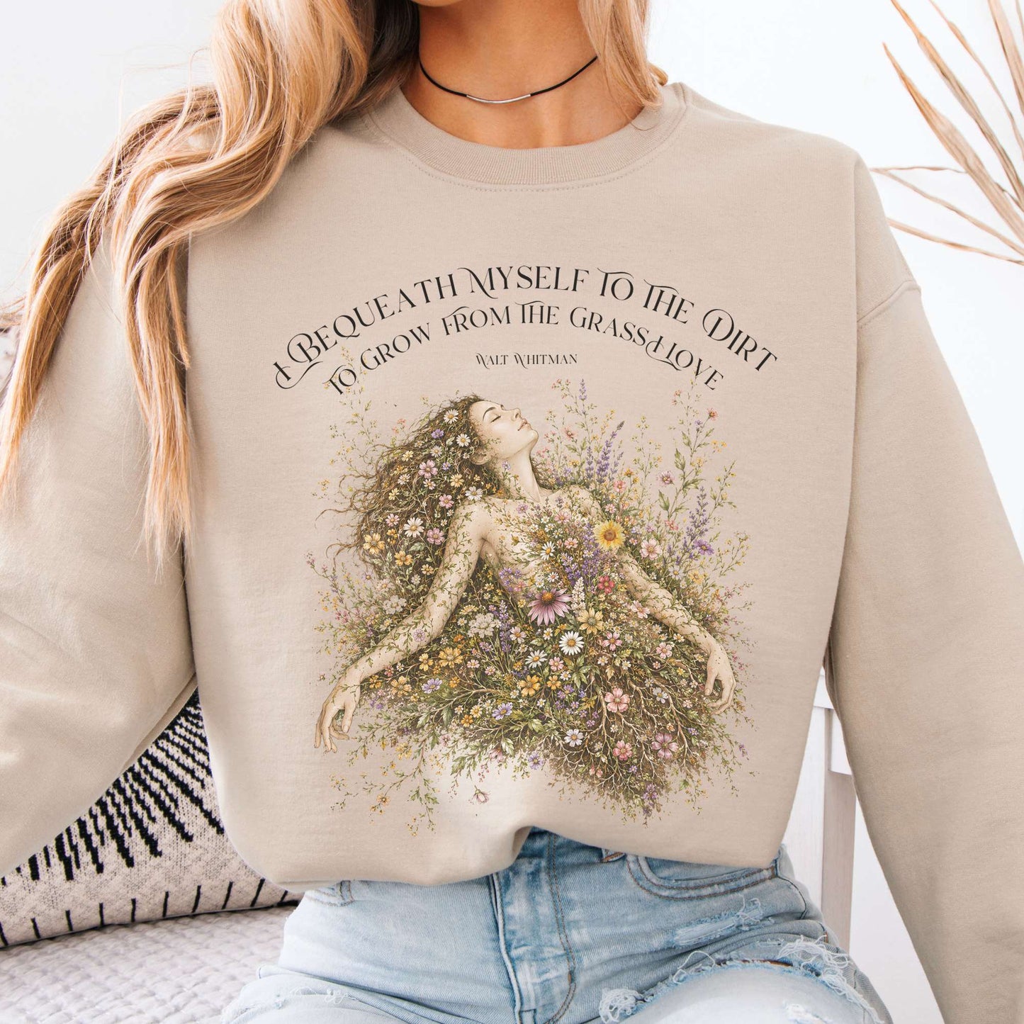 Sweatshirt Sand / S I Bequeath Myself to the Dirt Walt Whitman Crewneck Sweatshirt The Mystic Eden