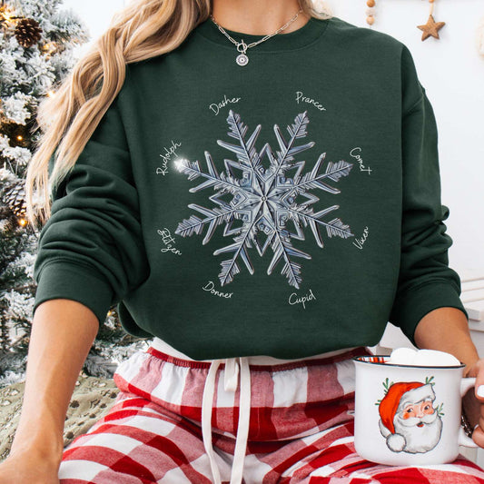 Snowflake Santa's Reindeer Christmas Sweatshirt