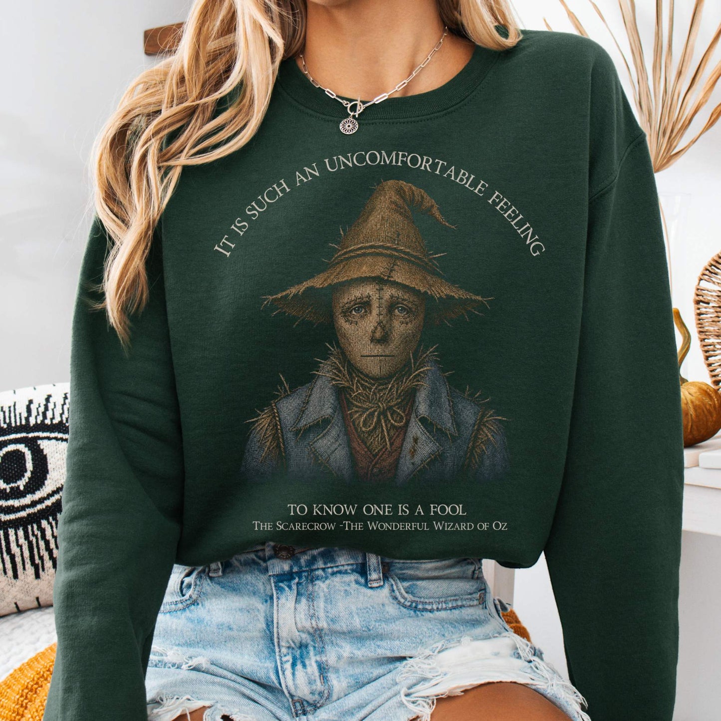 Sweatshirt Forest Green / S It Is Such an Uncomfortable Feeling Scarecrow Crewneck Sweatshirt The Mystic Eden