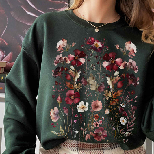 Pressed flowers cottagecore sweatshirt