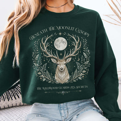 Sweatshirt Forest Green / S Beneath the Moonlit Canopy Crewneck Sweatshirt The Mystic Eden