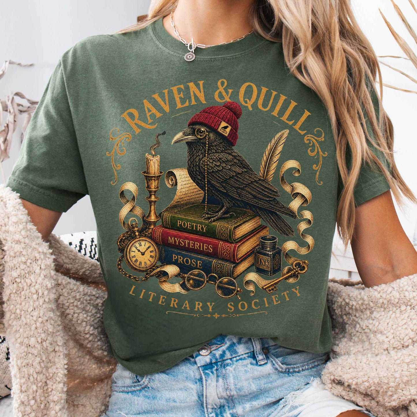 T-Shirt Moss / S Raven & Quill Literary Society T-Shirt The Mystic Eden