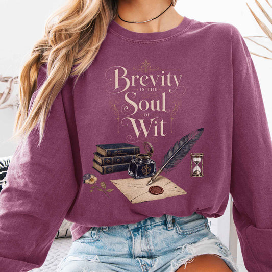 Long-sleeve Berry / S Brevity Is the Soul of Wit Shakespeare Literary Long Sleeve The Mystic Eden