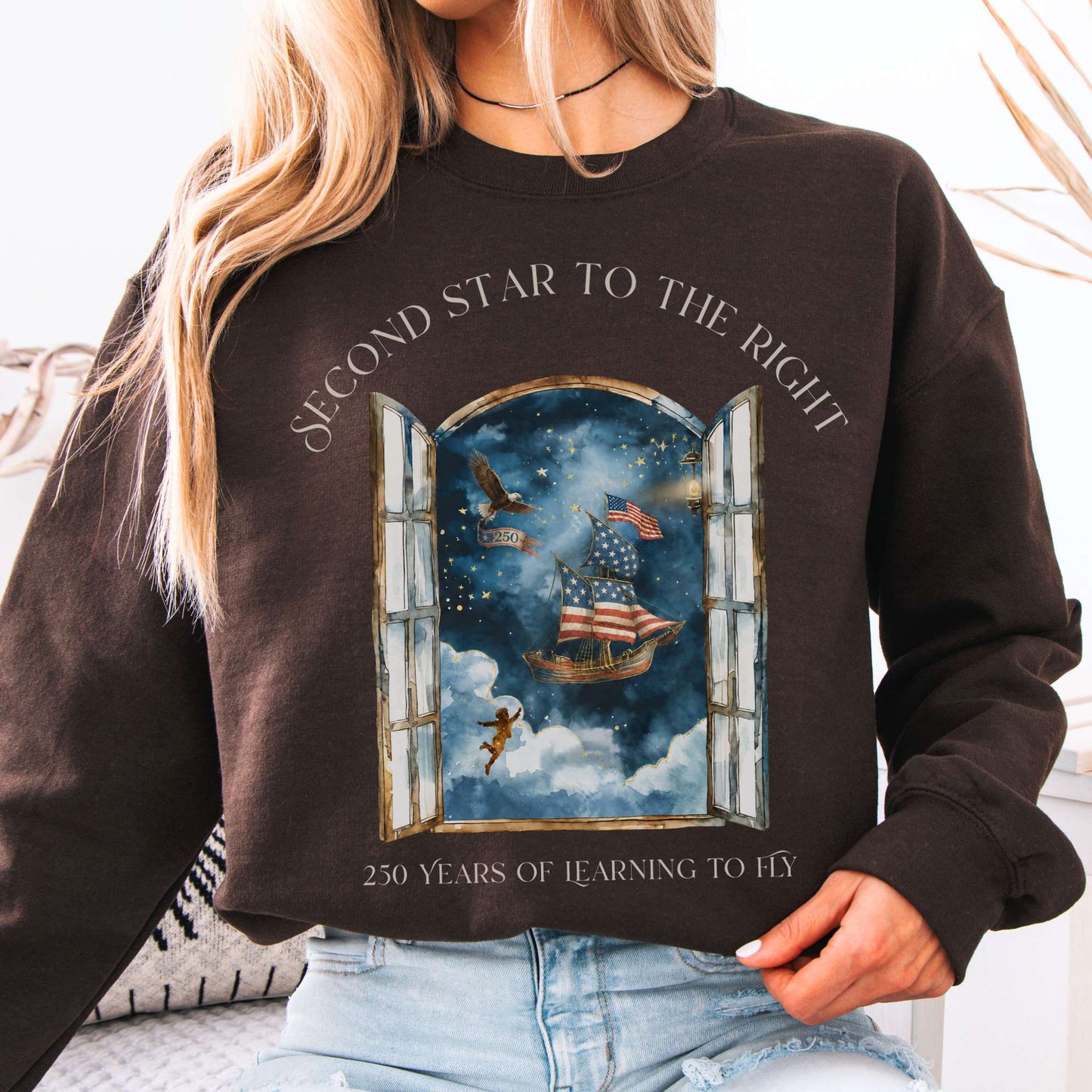 Sweatshirt Dark Chocolate / S Second Star to the Right America 250 Commemorative Crewneck Sweatshirt The Mystic Eden