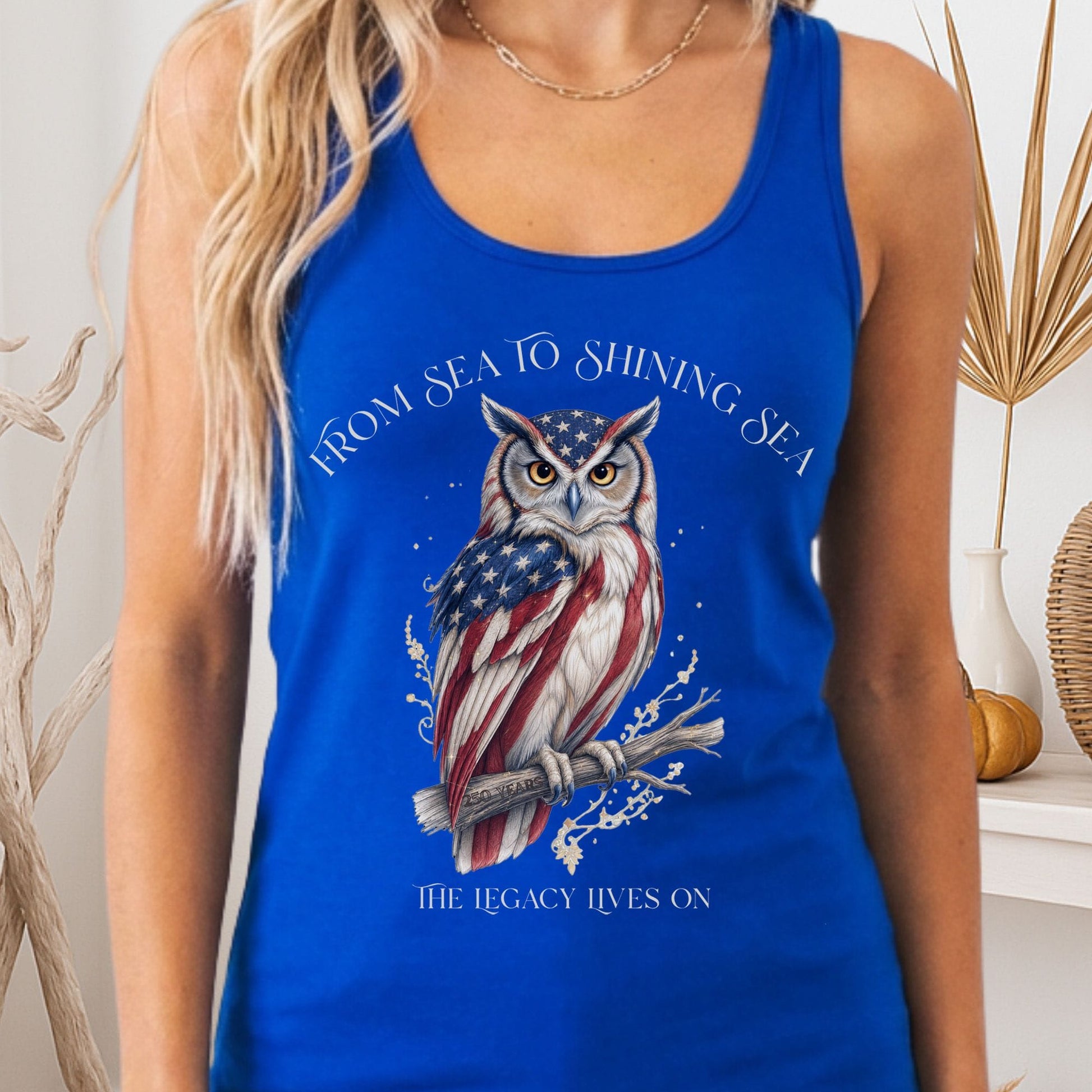 Tank Top Solid Royal / XS The Legacy Lives On America 250 Owl Women's Lightweight Tank Top The Mystic Eden