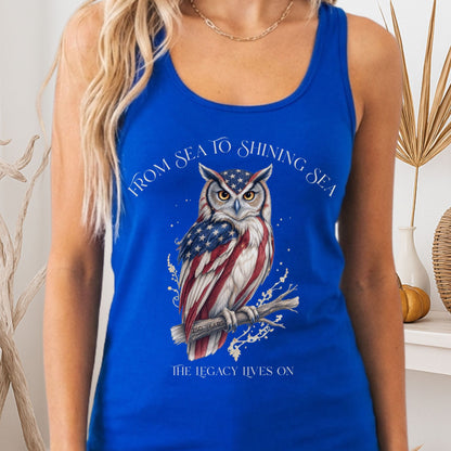 Tank Top Solid Royal / XS The Legacy Lives On America 250 Owl Women's Lightweight Tank Top The Mystic Eden