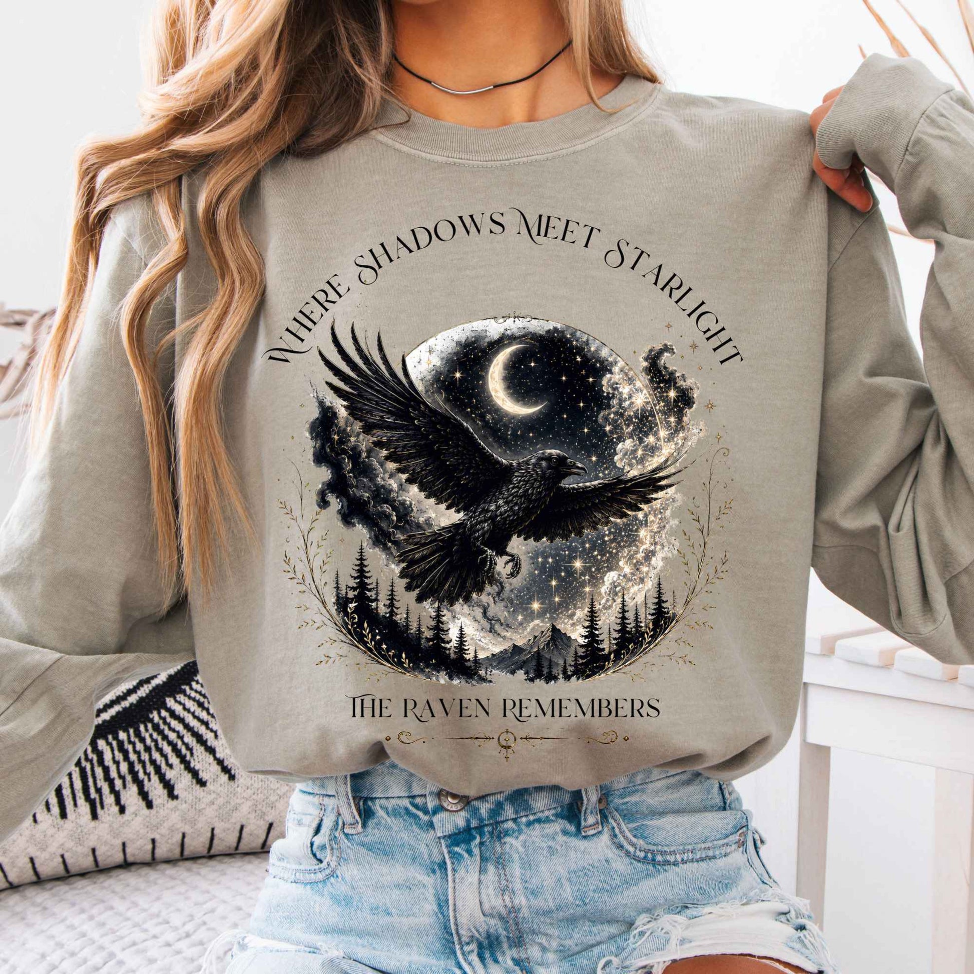 Long-sleeve Sandstone / S Where Shadows Meet Starlight Raven Long Sleeve The Mystic Eden