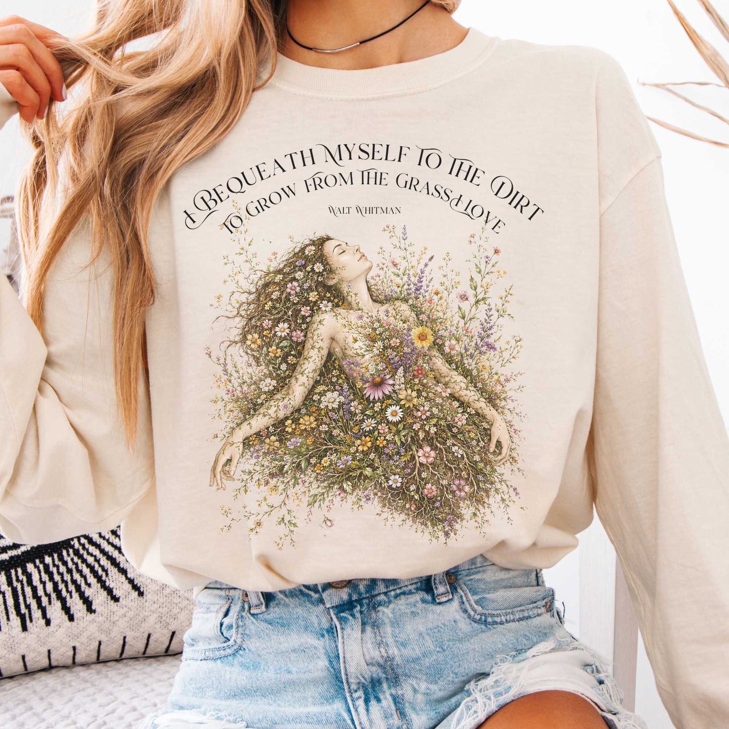 Long-sleeve Ivory / S I Bequeath Myself to the Dirt Walt Whitman Long Sleeve The Mystic Eden
