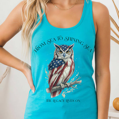Tank Top Solid Tahiti Blue / XS The Legacy Lives On America 250 Owl Women's Lightweight Tank Top The Mystic Eden