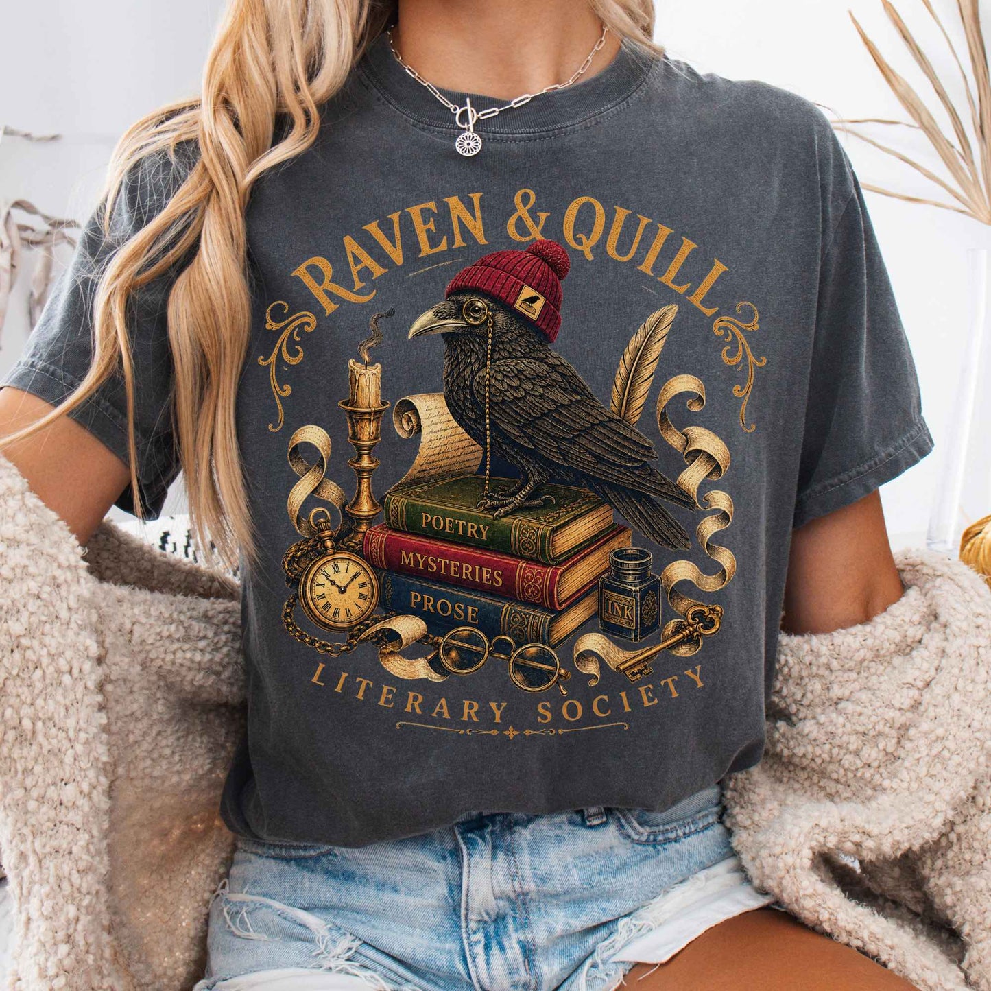 T-Shirt Pepper / S Raven & Quill Literary Society T-Shirt The Mystic Eden