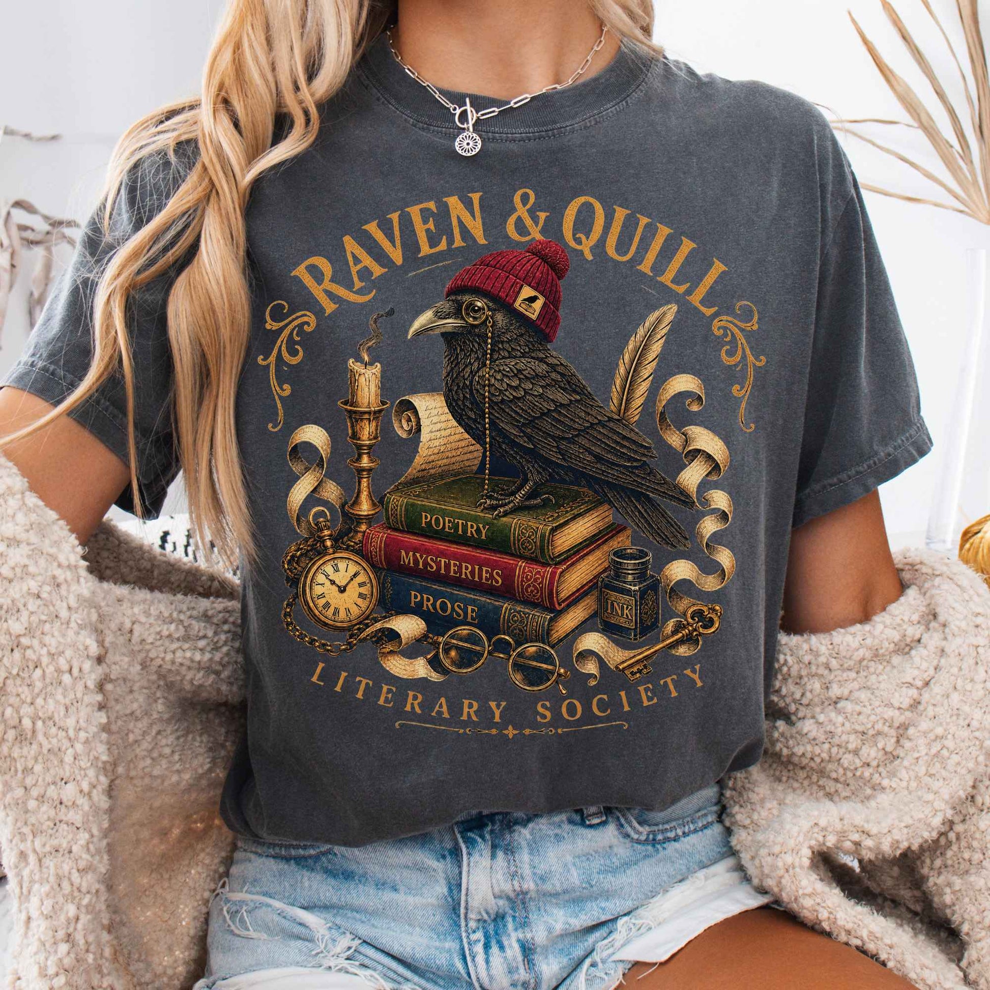 T-Shirt Pepper / S Raven & Quill Literary Society T-Shirt The Mystic Eden