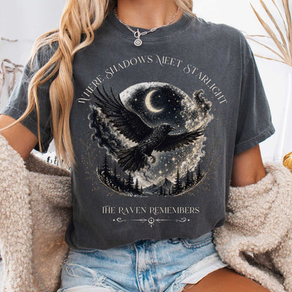 T-Shirt Pepper / S Where Shadows Meet Starlight Raven T-Shirt The Mystic Eden