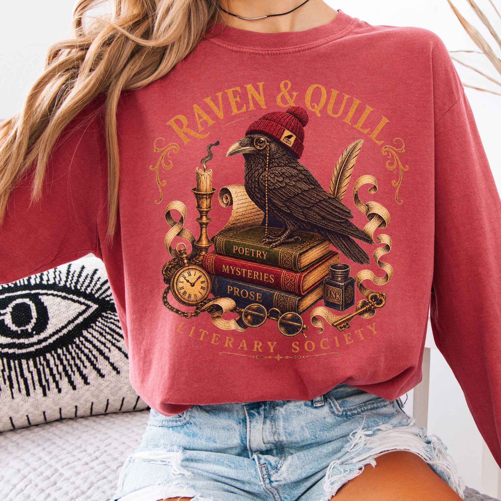 Long-sleeve Crimson / S Raven & Quill Literary Society Long Sleeve The Mystic Eden
