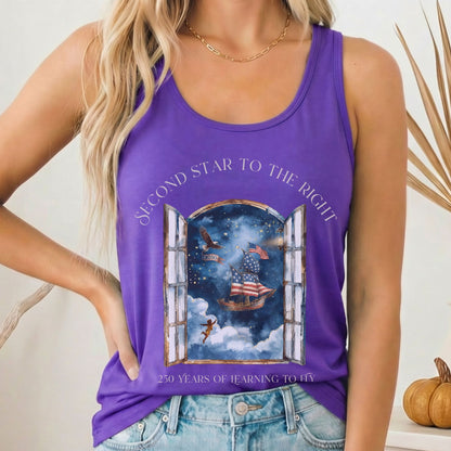Tank Top Solid Purple Rush / XS Second Star to the Right America 250 Commemorative Women's Lightweight Tank Top The Mystic Eden