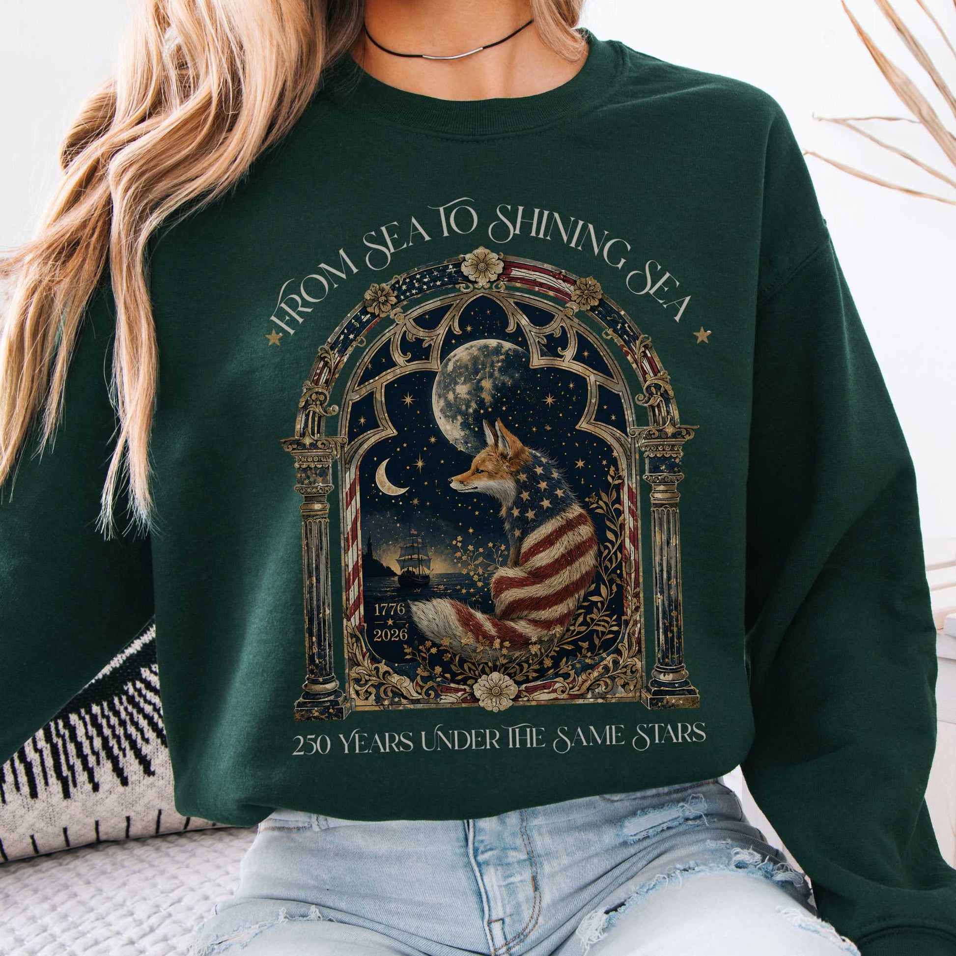 Sweatshirt Forest Green / S 250 Years Under the Same Stars Crewneck Sweatshirt The Mystic Eden