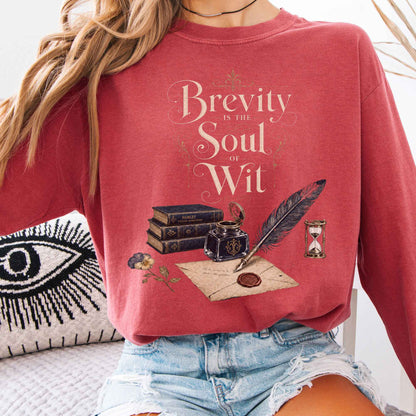 Long-sleeve Crimson / S Brevity Is the Soul of Wit Shakespeare Literary Long Sleeve The Mystic Eden