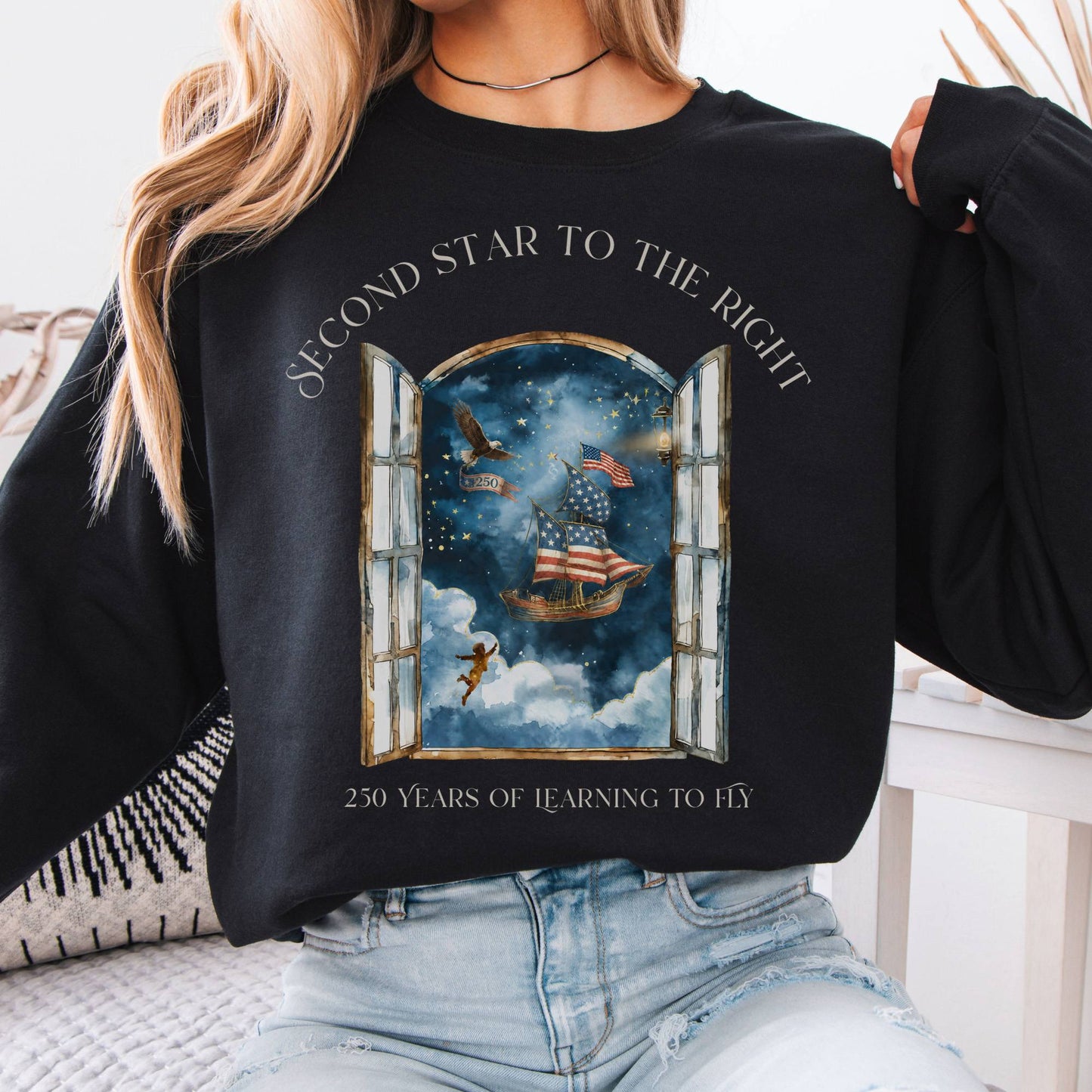 Sweatshirt Black / S Second Star to the Right America 250 Commemorative Crewneck Sweatshirt The Mystic Eden