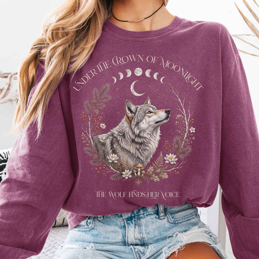 Long-sleeve Berry / S Under the Crown of Moonlight Wolf Long Sleeve The Mystic Eden