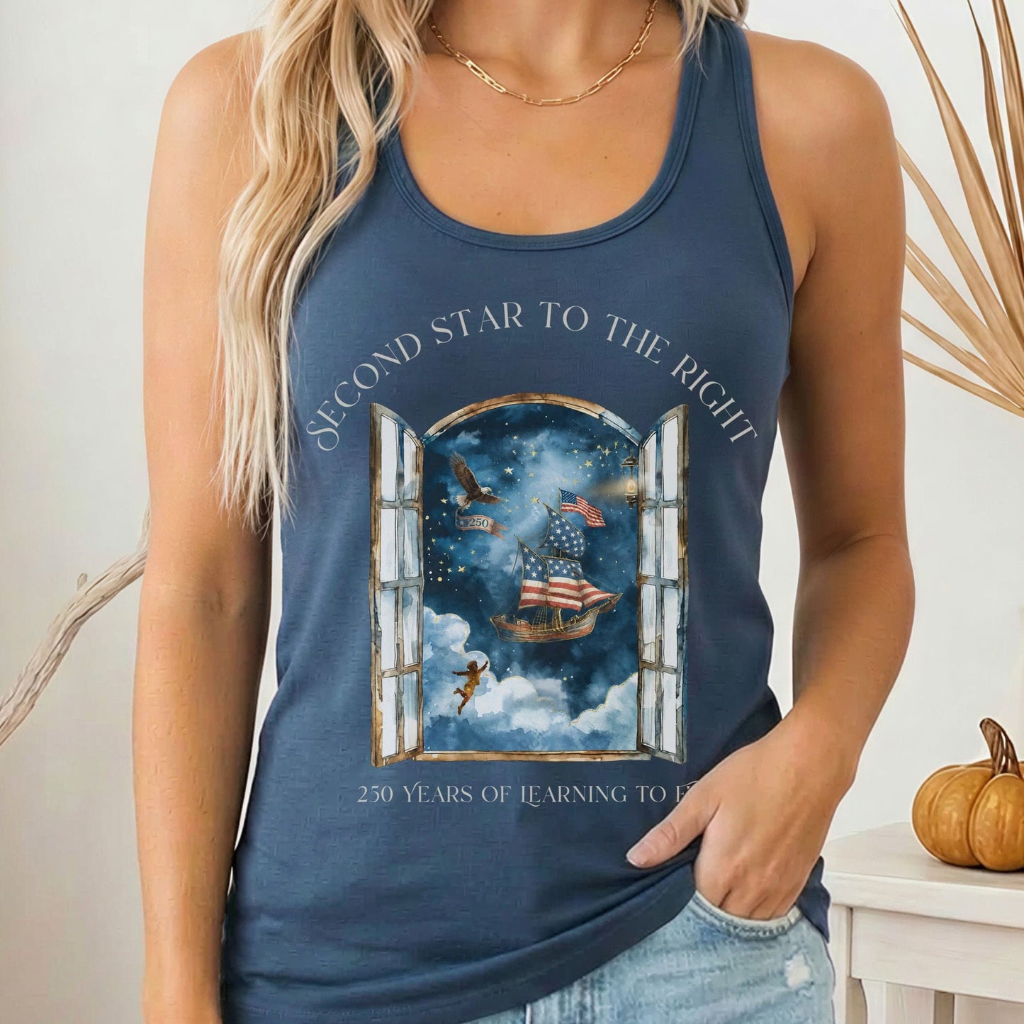 Tank Top Solid Indigo / XS Second Star to the Right America 250 Commemorative Women's Lightweight Tank Top The Mystic Eden
