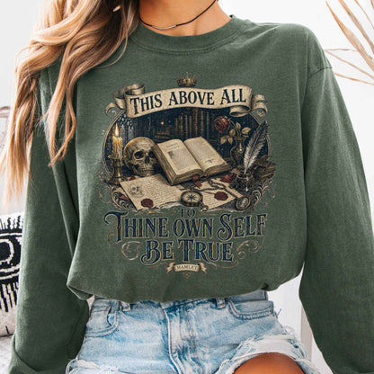 Long-sleeve Hemp / S To Thine Own Self Be True Hamlet Shakespeare Long Sleeve The Mystic Eden