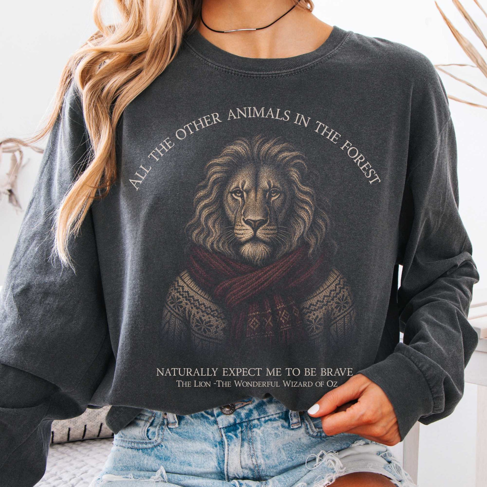 Long-sleeve Pepper / S All the Other Animals in the Forest Lion Oz Long Sleeve The Mystic Eden