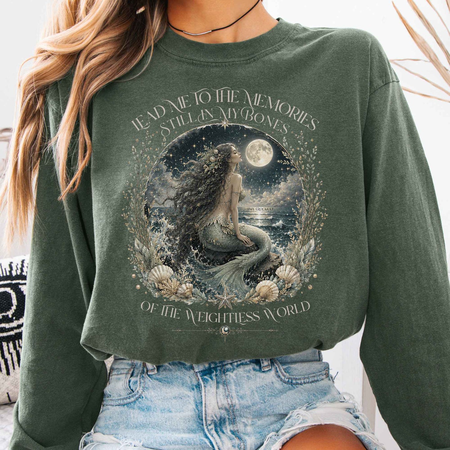 Long-sleeve Hemp / S A Mermaid's Memories Of The Weightless World Amy Crockett Long Sleeve The Mystic Eden