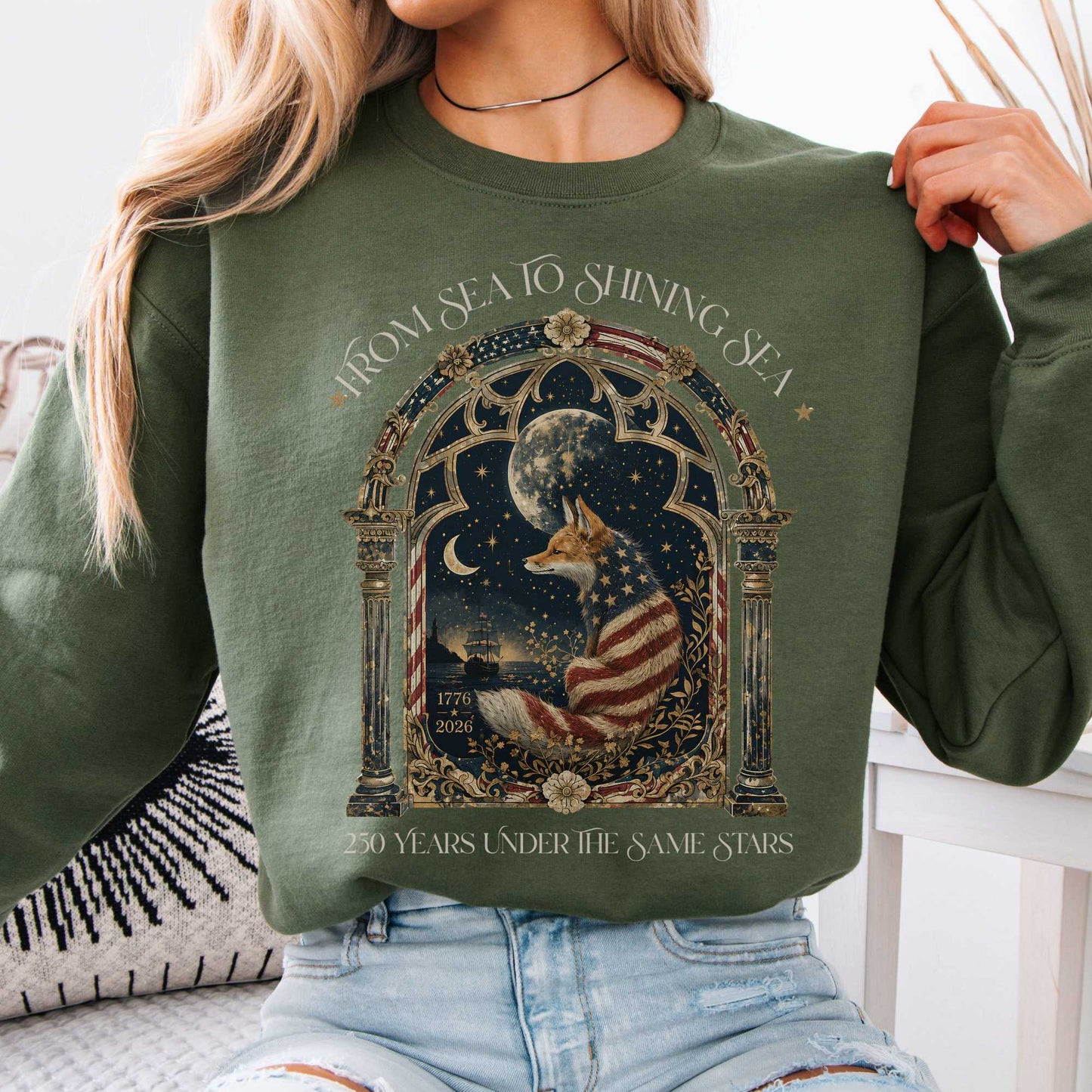 Sweatshirt Military Green / S 250 Years Under the Same Stars Crewneck Sweatshirt The Mystic Eden