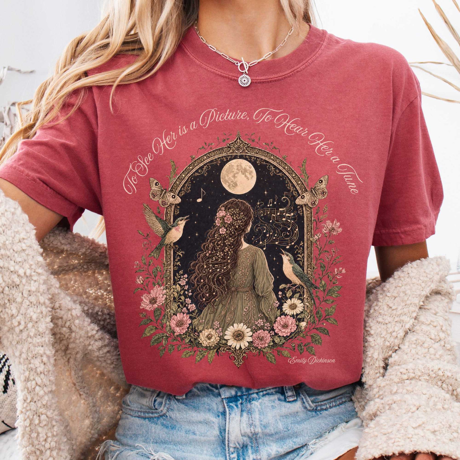 T-Shirt Crimson / S To See Her Is a Picture, To Hear Her a Tune Dickinson T-Shirt The Mystic Eden