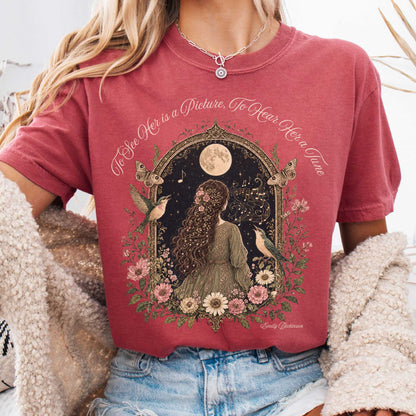 T-Shirt Crimson / S To See Her Is a Picture, To Hear Her a Tune Dickinson T-Shirt The Mystic Eden
