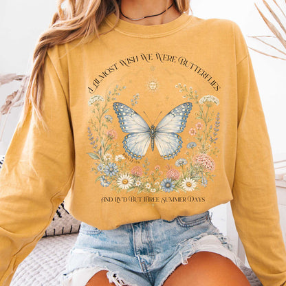 Long-sleeve Mustard / S I Almost Wish We Were Butterflies John Keats Long Sleeve The Mystic Eden
