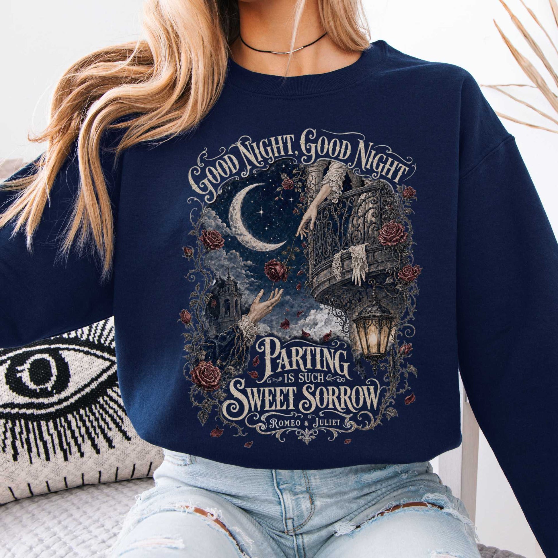 Sweatshirt Navy / S Parting Is Such Sweet Sorrow Romeo and Juliet Shakespeare Crewneck Sweatshirt The Mystic Eden