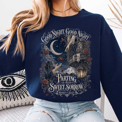 Sweatshirt Navy / S Parting Is Such Sweet Sorrow Romeo and Juliet Shakespeare Crewneck Sweatshirt The Mystic Eden