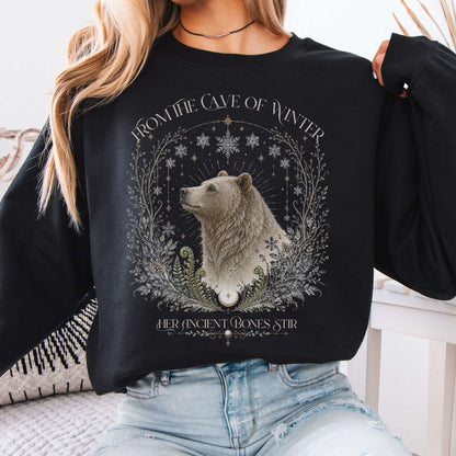 Sweatshirt Black / S From the Cave of Winter Her Ancient Bones Stir Crewneck Sweatshirt The Mystic Eden