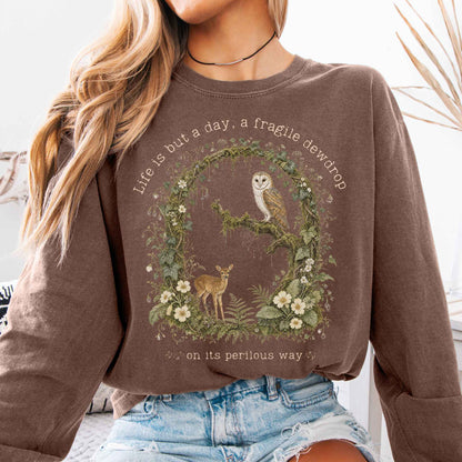 Long-sleeve Espresso / S Life Is But a Day, a Fragile Dewdrop John Keats Long Sleeve The Mystic Eden
