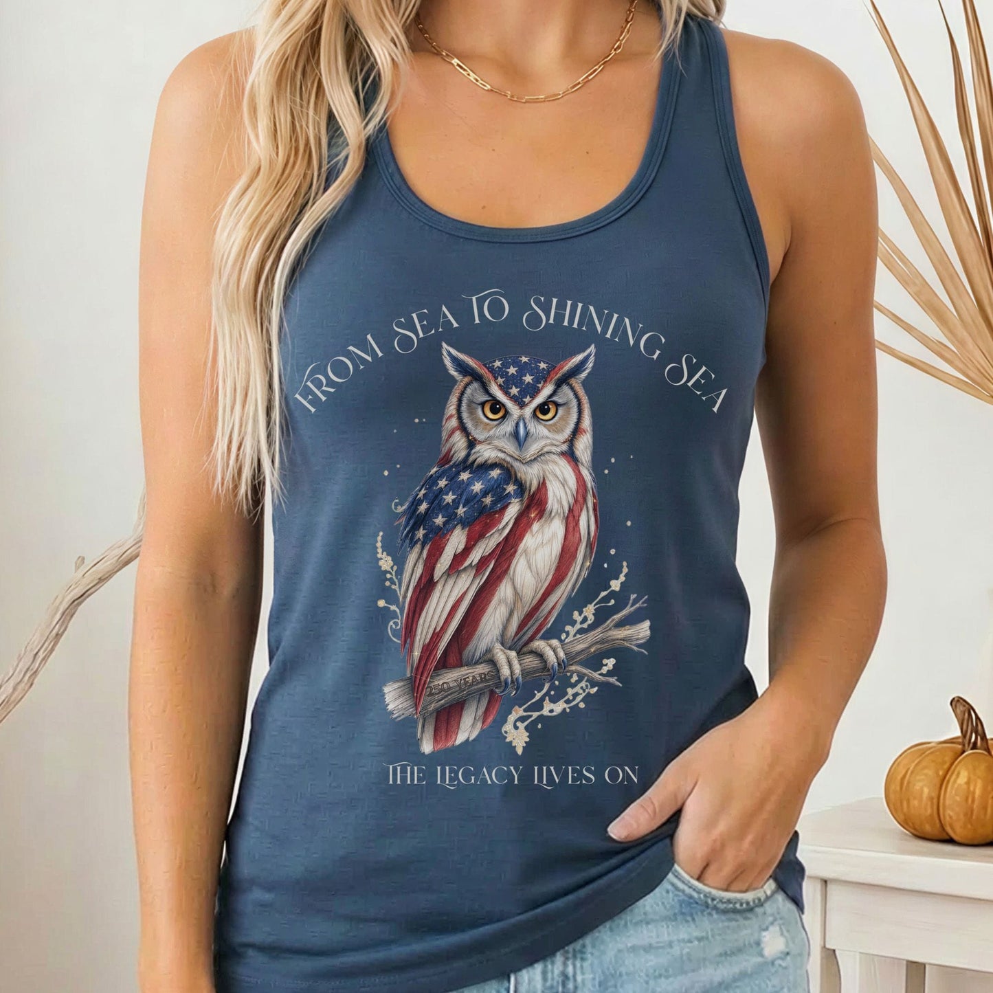 Tank Top Solid Indigo / XS The Legacy Lives On America 250 Owl Women's Lightweight Tank Top The Mystic Eden