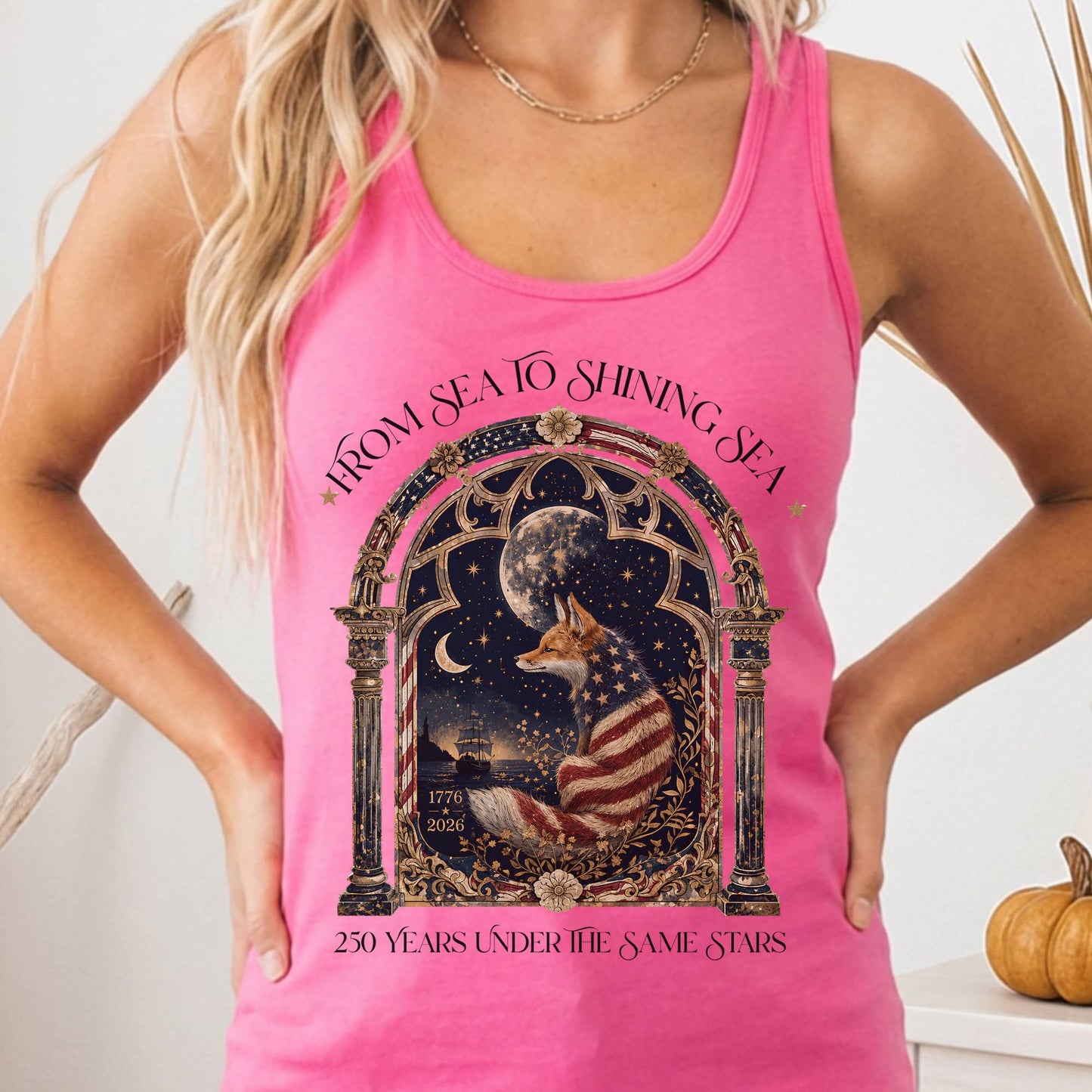 Tank Top Solid Hot Pink / XS 250 Years Under the Same Stars Women's Lightweight Tank Top The Mystic Eden