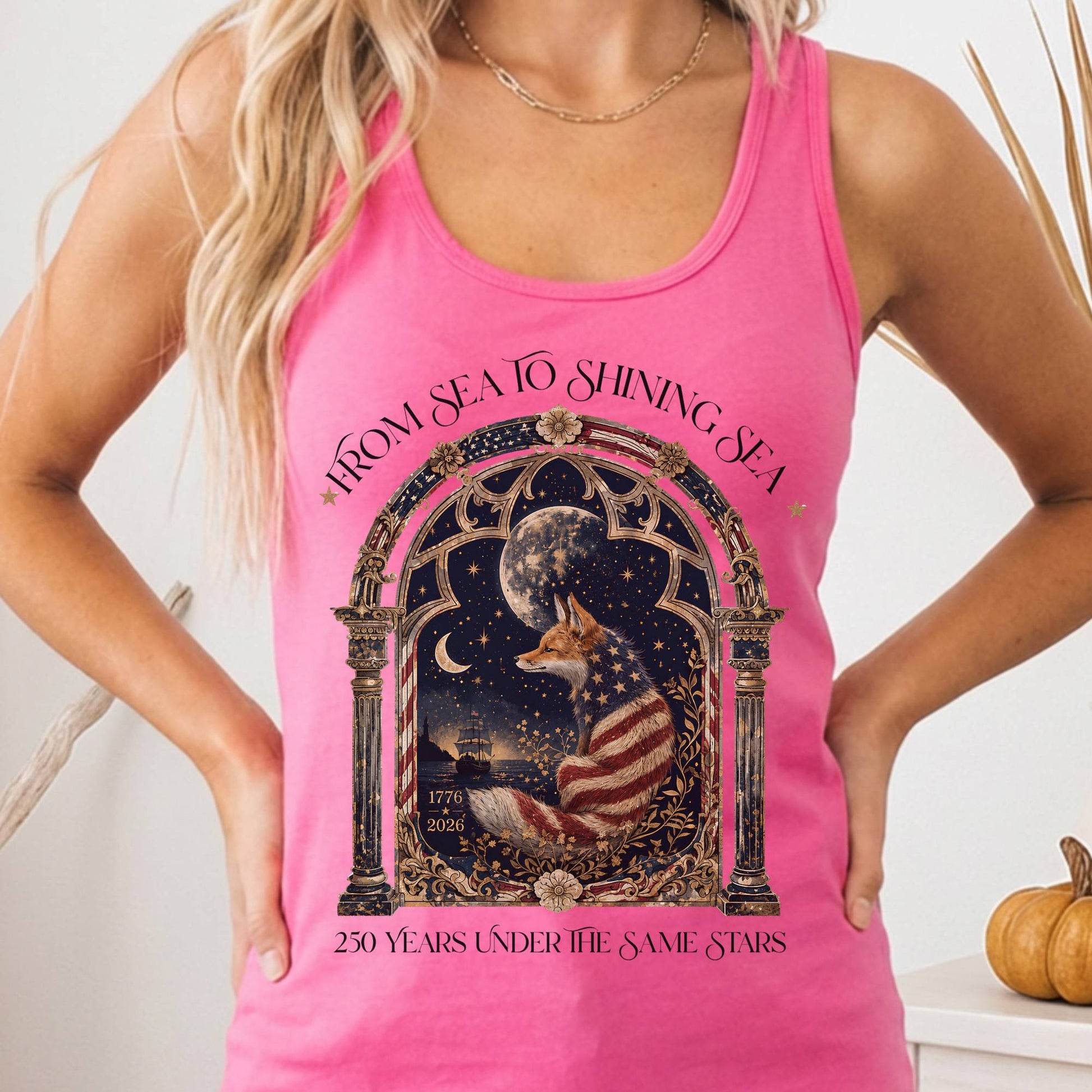Tank Top Solid Hot Pink / XS 250 Years Under the Same Stars Women's Lightweight Tank Top The Mystic Eden