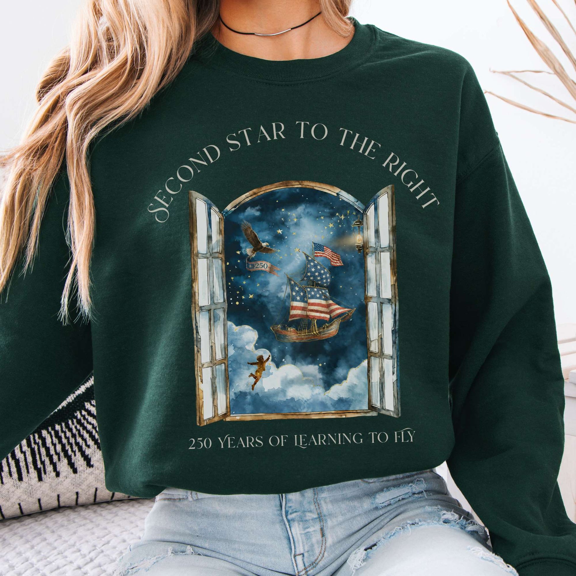 Sweatshirt Forest Green / S Second Star to the Right America 250 Commemorative Crewneck Sweatshirt The Mystic Eden