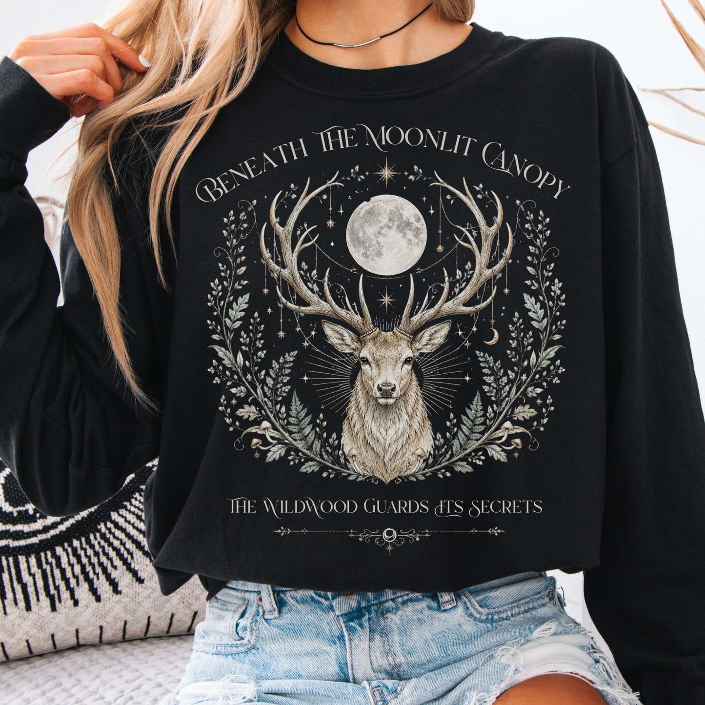 Long-sleeve Black / S Beneath the Moonlit Canopy Long Sleeve The Mystic Eden