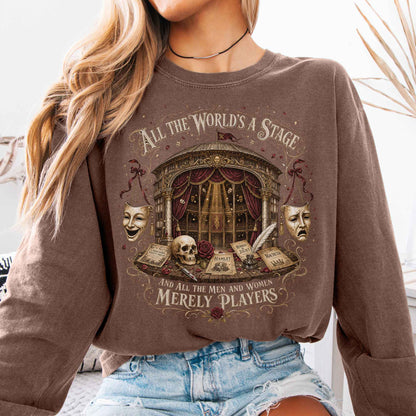 Long-sleeve Espresso / S All the World's a Stage Shakespeare Long Sleeve The Mystic Eden