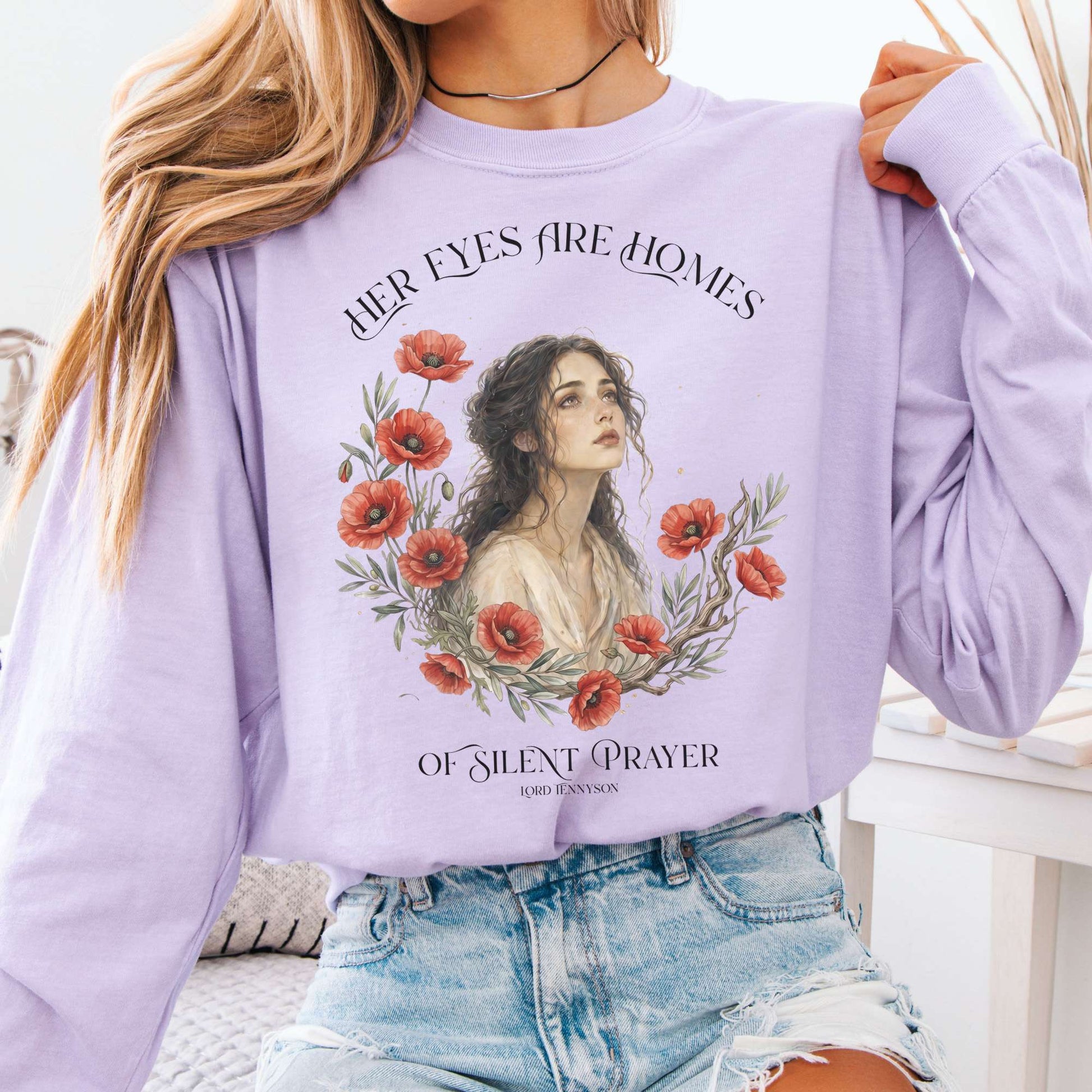 Long-sleeve Orchid / S Her Eyes Are Homes of Silent Prayer Lord Tennyson Long Sleeve The Mystic Eden