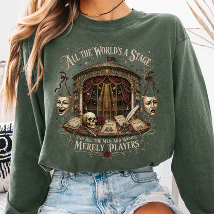 Long-sleeve Hemp / S All the World's a Stage Shakespeare Long Sleeve The Mystic Eden