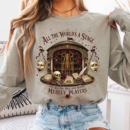 Long-sleeve Sandstone / S All the World's a Stage Shakespeare Long Sleeve The Mystic Eden