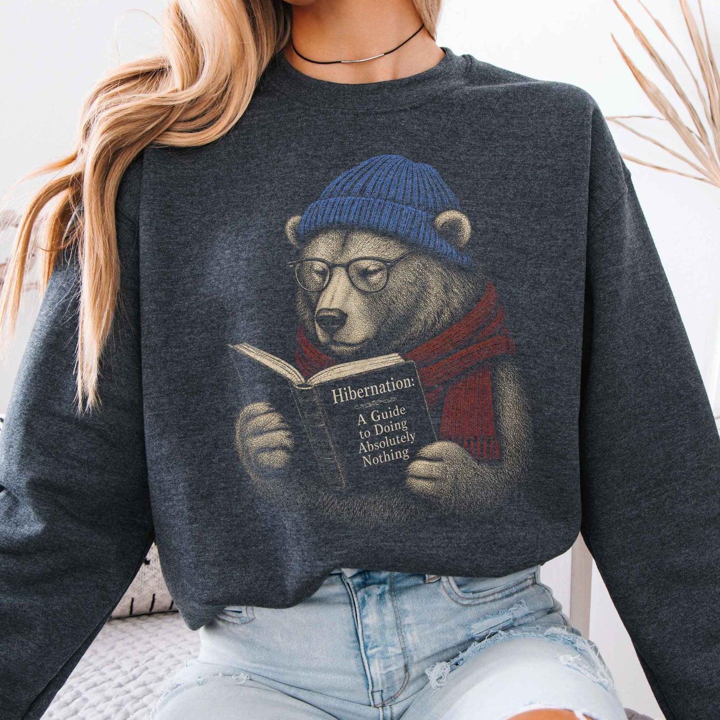Sweatshirt Dark Heather / S A Guide to Hibernation Bear Crewneck Sweatshirt The Mystic Eden