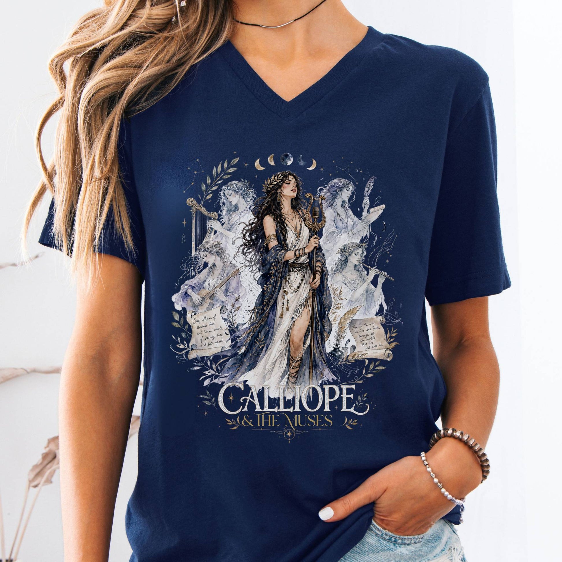 V-neck Navy / S Calliope & The Muses Mythology V-Neck The Mystic Eden