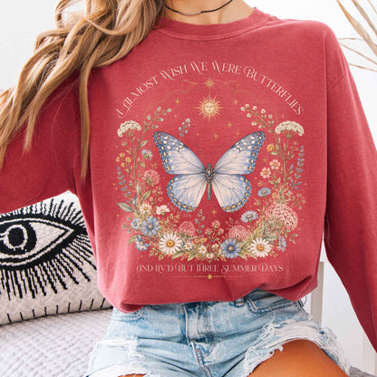 Long-sleeve Crimson / S I Almost Wish We Were Butterflies John Keats Long Sleeve The Mystic Eden