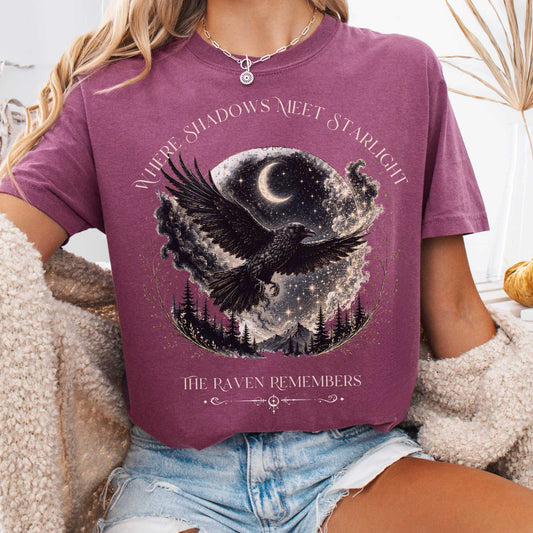 T-Shirt Berry / S Where Shadows Meet Starlight Raven T-Shirt The Mystic Eden