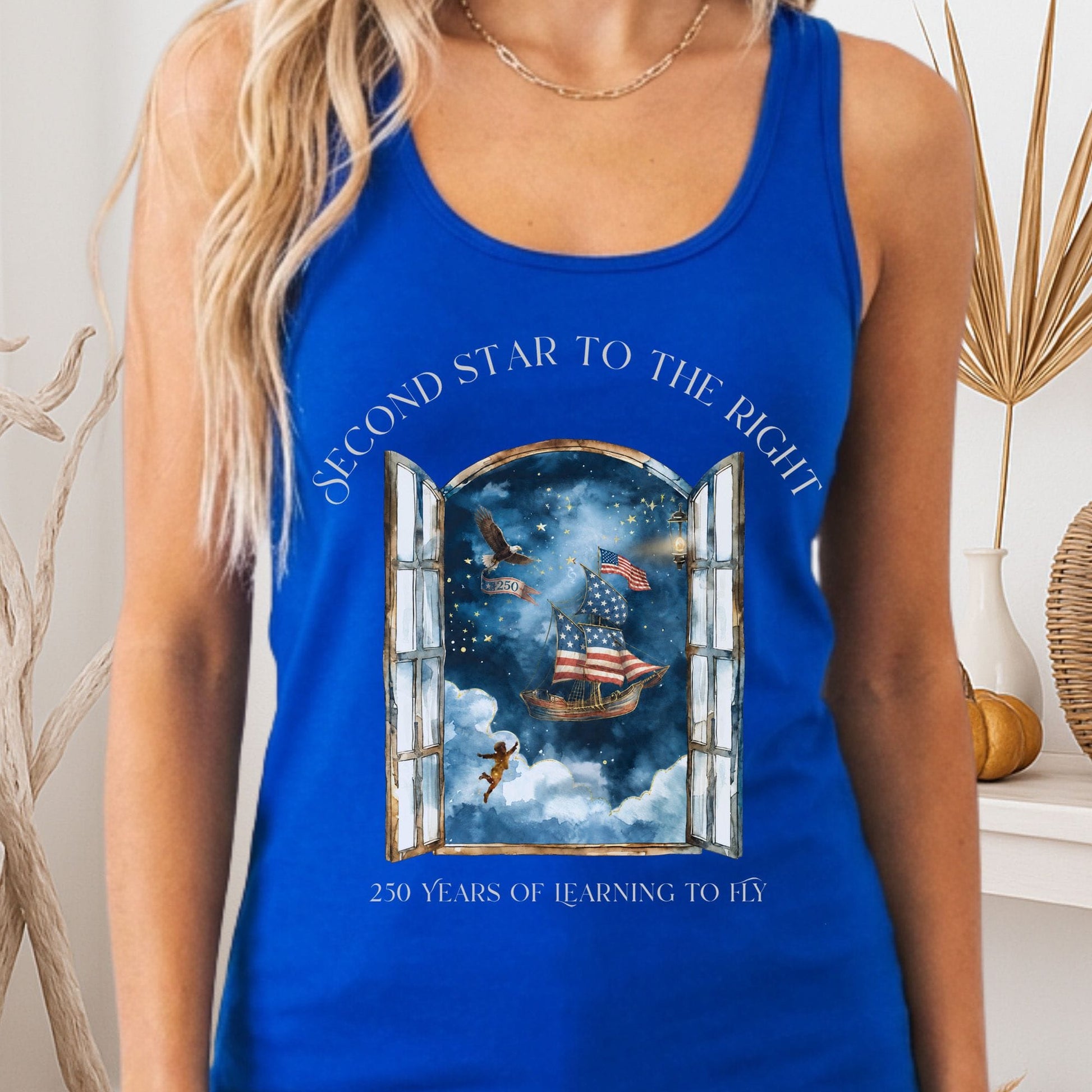 Tank Top Solid Royal / XS Second Star to the Right America 250 Commemorative Women's Lightweight Tank Top The Mystic Eden
