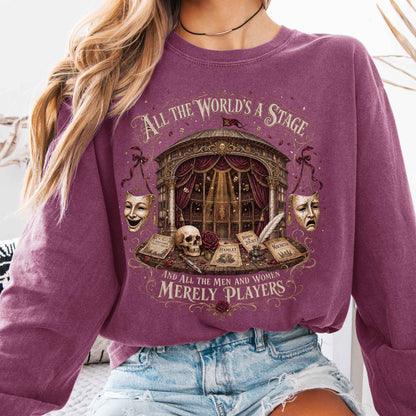 Long-sleeve Berry / S All the World's a Stage Shakespeare Long Sleeve The Mystic Eden
