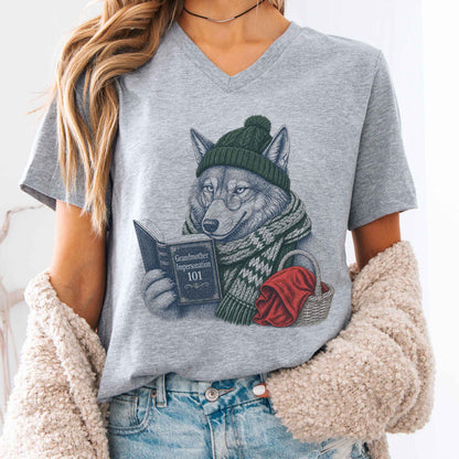 V-neck Athletic Heather / S Grandmother Impersonation 101 Wolf Red Riding Hood V-Neck The Mystic Eden